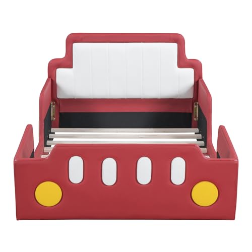 Merax Race Car Twin Bed Frame with Wheels Red