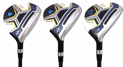 Rife Senior Mens 812s New Straight FACE Fairway Wood Set Black