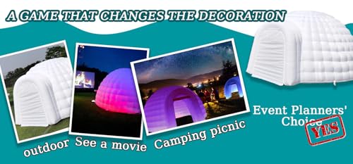 Younghome Inflatable Igloo Dome Tent with RGB LED Lights White