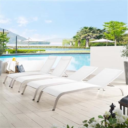 Pemberly Row Mesh Patio Chaise Lounge Set of 4 White