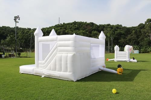 Okayego 15x15FT White Bounce House Castle with Slide & Ball Pit