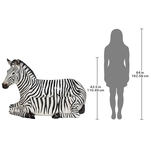 Design Toscano African Striped Zebra Photo-Op Sculptural Bench 68 Inch Black/White