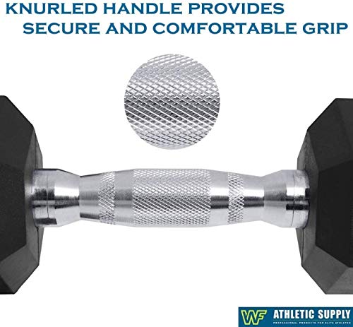 WF Athletic Supply Rubber Coated Hex Dumbbell Set - 5-50LB Dumbbells Only