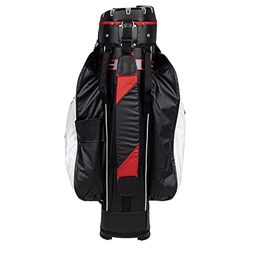 Founders Club Premium Cart Bag with 14 Way Organizer Divider Top White with Red