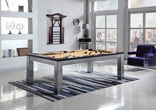 Playcraft Monaco 8' Slate Pool Table with Dining Top Silver