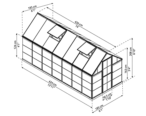 Palram Canopia 6x14 Walk-In Greenhouse Silver