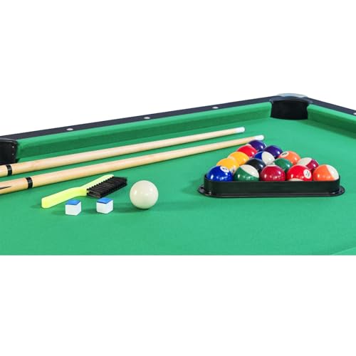 Voohek 6ft Pool Table with Table Tennis Top, Billiard Balls, Cues, Triangle Rack, Poly-Sealed Tabletop Black+Green