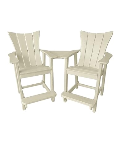 Phat Tommy Modern Tall Adirondack Chair Set - All Weather Poly with Removable Table, White