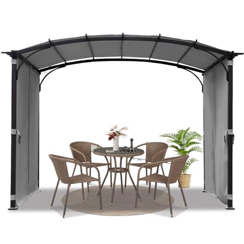 ANTSKU 9'x11' Outdoor Pergola with Arched Roof and Waterproof Canopy Cover Gray