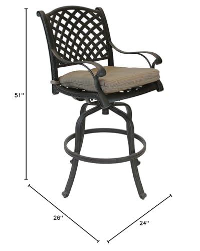 Patio Land Outdoor Living Nassau Outdoor Patio Swivel Barstools 30" High Dark Bronze