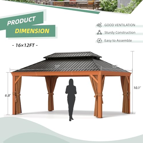 Jolydale Sonegra 10' x 12' Permanent Hardtop Gazebo Brown7