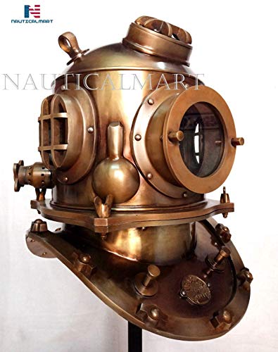 NauticalMart Boston Antique 18" U.S. Navy Diving Helmet Replica Brown