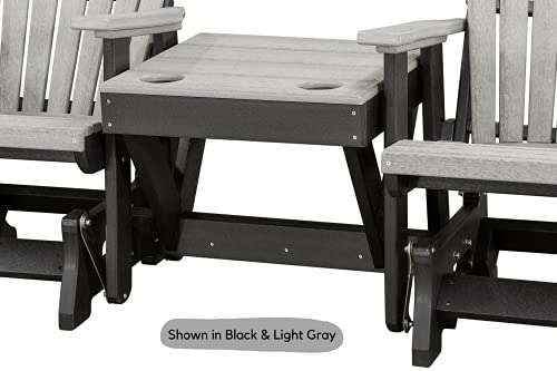DutchCrafters Slat Fan Back Double Poly Adirondack Glider Outdoor Patio Chairs Black & Weatherwood