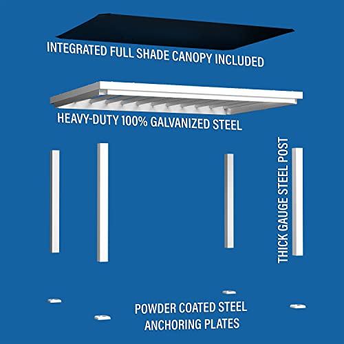 Backyard Discovery Windham 14' x 10' Galvanized Steel Pergola Kit with Shade Sail Canopy White