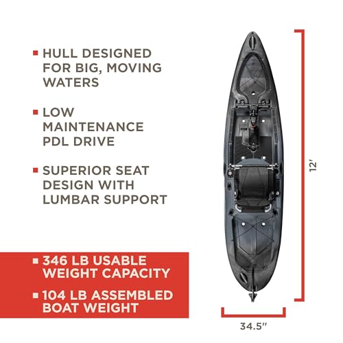 Old Town Sportsman Salty PDL 120 Pedal Fishing Kayak Steel Camo