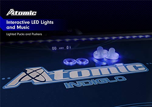 Atomic 90” Indiglo LED Light Up Arcade Air Powered Hockey Table Grey