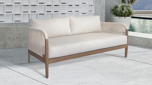 Meridian Furniture Maui Collection Modern Outdoor Patio Loveseat Cream