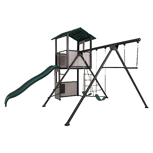 Lifetime Adventure Clubhouse Swing Set Playset Earthtone