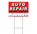 TampaPrinting Auto Repair Foreign Dom Yard Sign 18" x 24" with Metal Step Stake