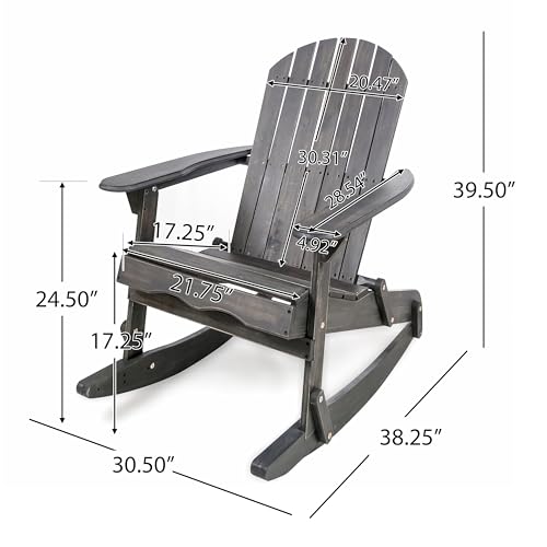 Benzara Outdoor Adirondack Rocking Chair Dark Gray