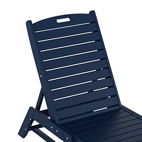 WestinTrends Malibu Poly Reclining Outdoor Patio Chaise Lounge Chair Set Navy Blue