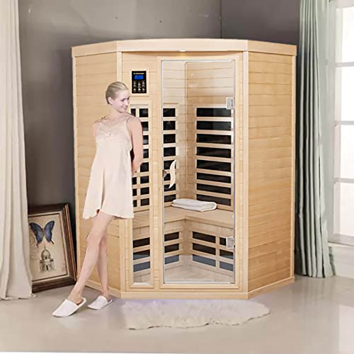 Xmatch Far Infrared Wooden Sauna Room 2-Person Corner 1600W Natural
