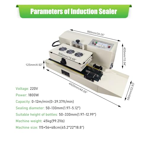 Yokoma Continuous Induction Bottle Sealer for 1.97"-5.12" Caps, 220V