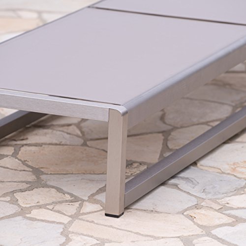 Christopher Knight Home Chloe Outdoor Mesh Chaise Lounge Set, 4-Pcs, Grey/Silver