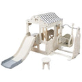 KZPFER 6-in-1 Toddler Slide and Swing Set Off-White/Grey