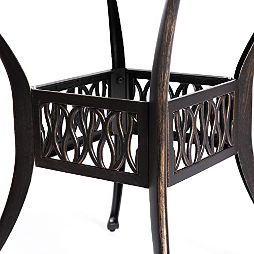 Gardenised Bronze Indoor and Outdoor Dining Set with 4 Chairs and 1 Table, Bistro Patio Cast Aluminum