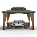GAOMON 10'x12' Hardtop Gazebo Brown