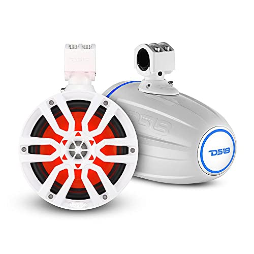 DS18 Hydro 6.5" Marine Towers with RGB LED Lights White