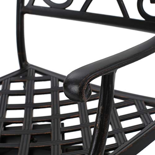 Christopher Knight Home Santa Maria 3-Piece Cast Aluminum Bistro Bar Set Shiny Copper