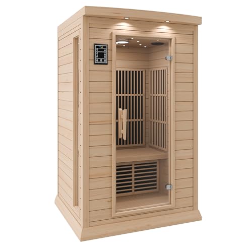 SteamSpa Hemlock Indoor Sauna 1-2 Person - Bluetooth, Oxygen Bar, Touch Control