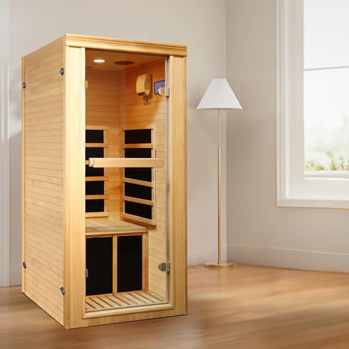 RIGO 1-Person Infrared Sauna Indoor Hemlock Wood Low EMF 980W