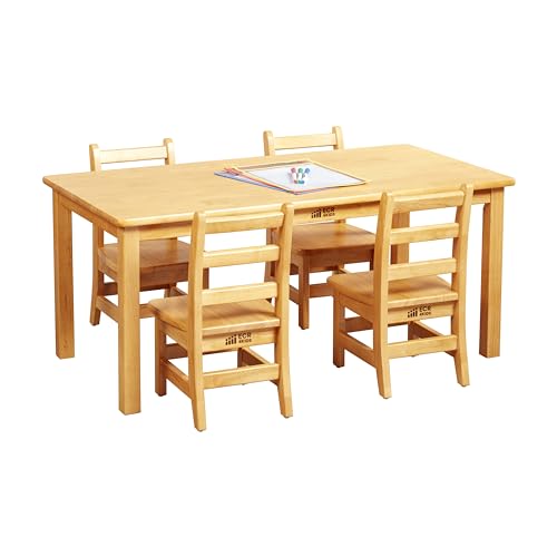 ECR4Kids Rectangular Hardwood Table & Chairs Set Honey