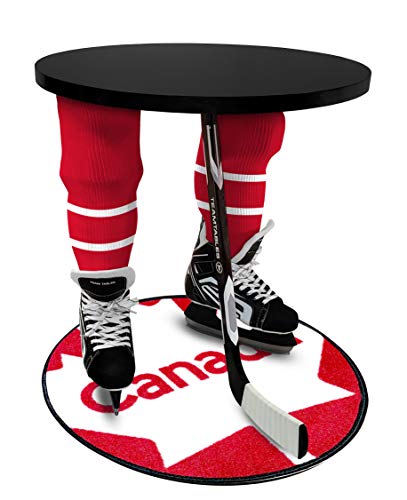 Team Tables Canada Hockey Table Black Table Top with Canada Puck Mat