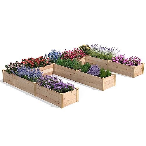 Greenes Fence Premium Cedar Raised Garden Bed E-Shaped 10' x 14' x 16.5" Natural Cedar
