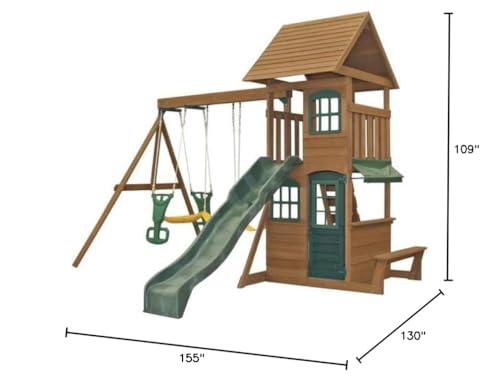KidKraft Windale Fort Swing Set Brown