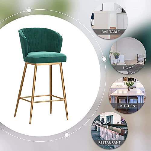 IPSU Velvet Breakfast Bar Stools Set of 4 Green