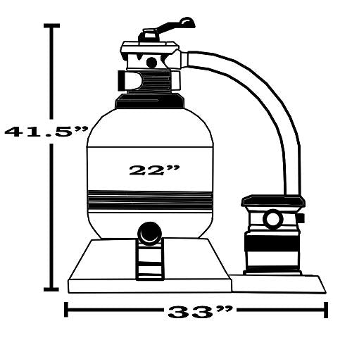 Waterway Carefree 22" Sand Filter System with .95 THP Hi-Flo Pump Grey