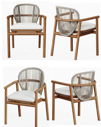 WholesaleTeak Grade-A Teak Wood Luxurious Solo Fensee Arm Chairs Set of 4 Teak