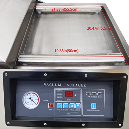 INTSUPERMAI Two Chamber Vacuum Sealer Stainless Steel Food Packaging Machine 21.8inch