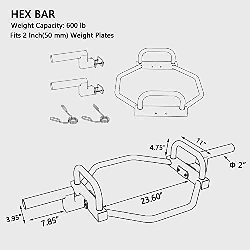 VEITEOX FTY Trap Barbell Bar Hex Deadlift Weight Bar