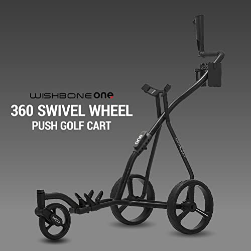 TGU Golf Push Cart - Swivel Front Wheel, 360 Rotating, 1-Step Folding, Aircraft Grade Frame, Clear Design Concept, Lightweight & Easy Handling (Black)