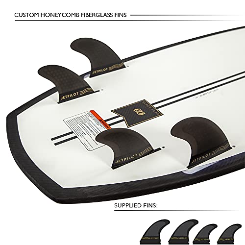 Jet Pilot Freeboard Division Black Flag Wake Surfboard 4ft 4in - EVA Traction Pads Quad (4) Fin, Carbon Fiber Base