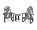 TREX Outdoor Furniture Cape Cod 3-Piece Adirondack Rocking Chair Set with Side Table Stepping Stone