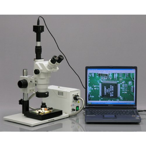 AmScope Digital Trinocular Stereo Zoom Microscope with 5MP Camera White