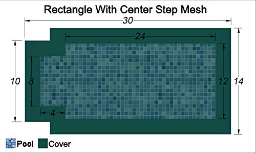 Loop-Loc Super Mesh In-Ground Pool Safety Cover 12' x 24' with Center End Step Green