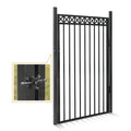 Fencer Wire Heavy Duty Flat Top X-Pattern Decorative Fence Gate 6FT x 4FT Black
